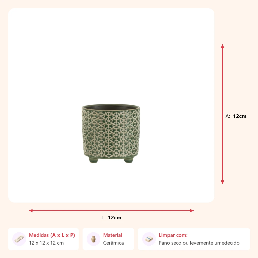 Cachepot flower verde 12x12x12cm - Imagem 2