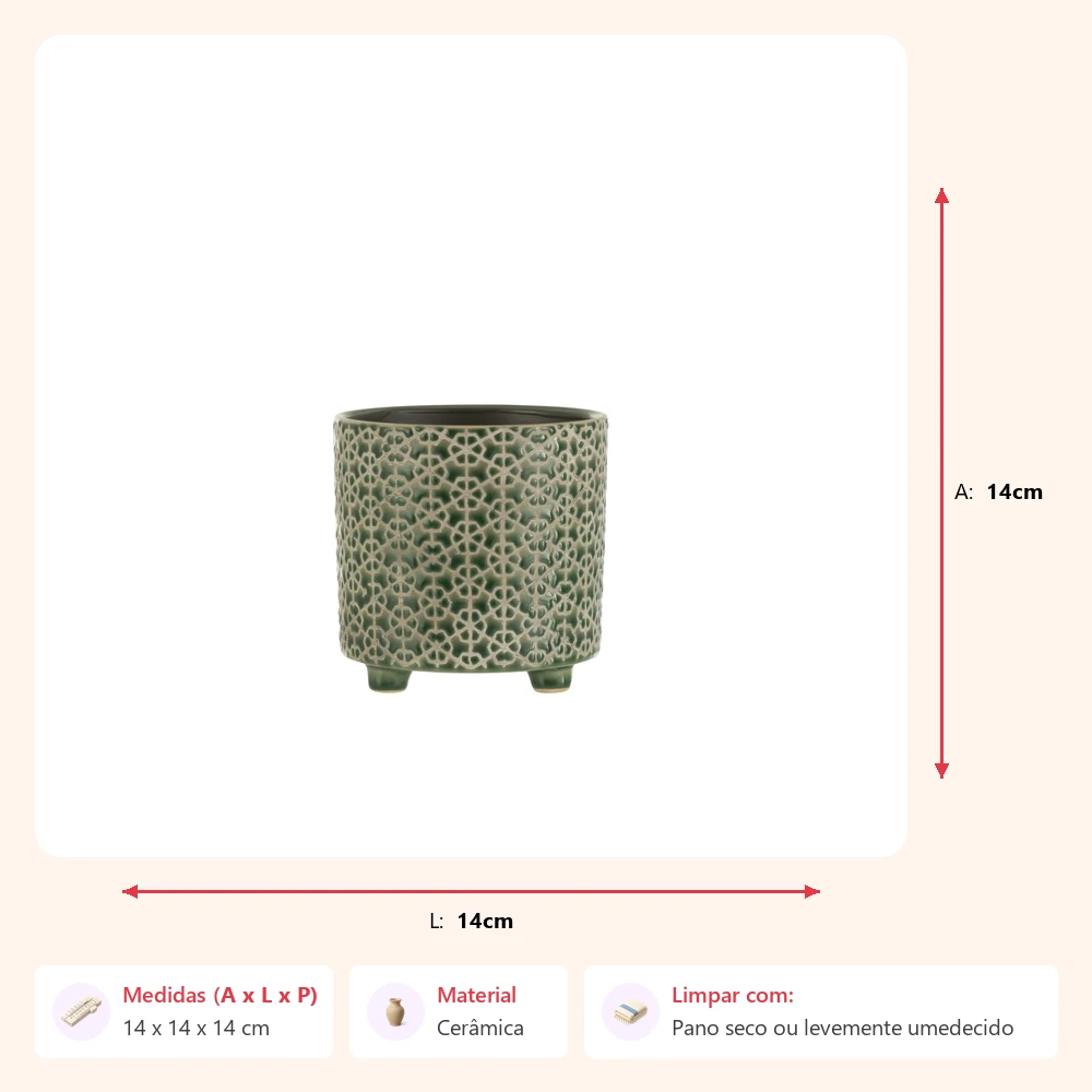 Cachepot flower verde 14x14x14cm - Imagem 2