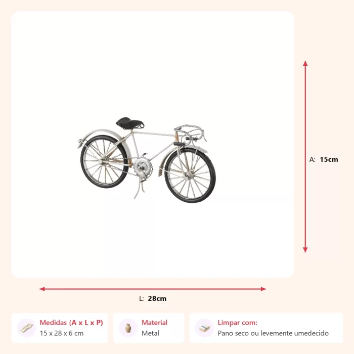 Escultura bicicleta em metal 15x28x6cm - Imagem 2
