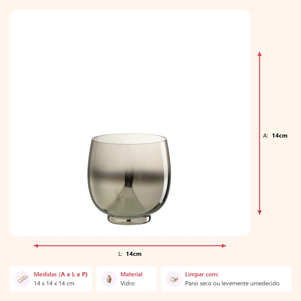 Castical em vidro fume 14x14x14cm - Imagem 2