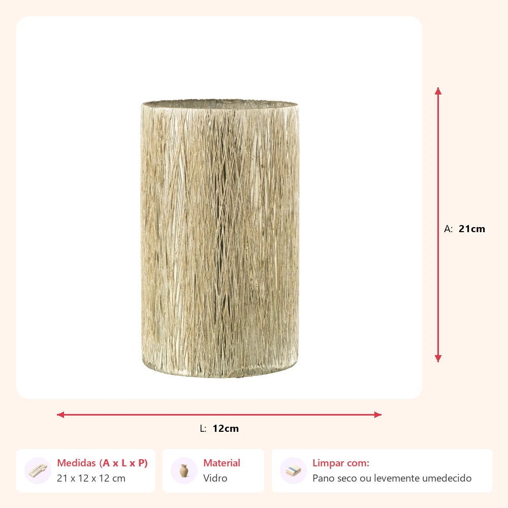 Vaso lines em vidro 21x12x12cm - Imagem 2