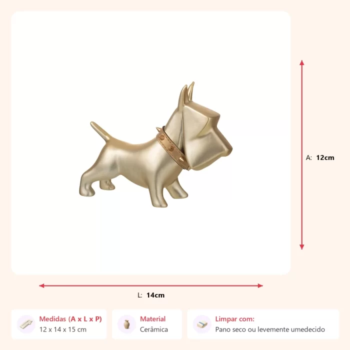 Escultura cachorro gold com coleira 12x14x15cm - Imagem 2