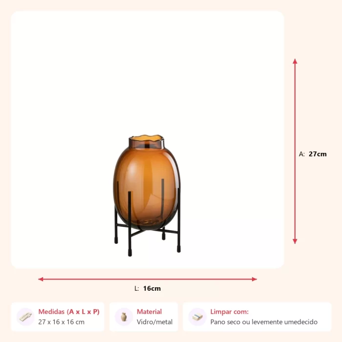 Vaso lumi ambar 27x16x16cm - Imagem 2