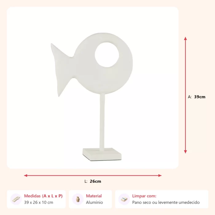 Alternative view of Escultura peixe em alumínio 39x26x10cm