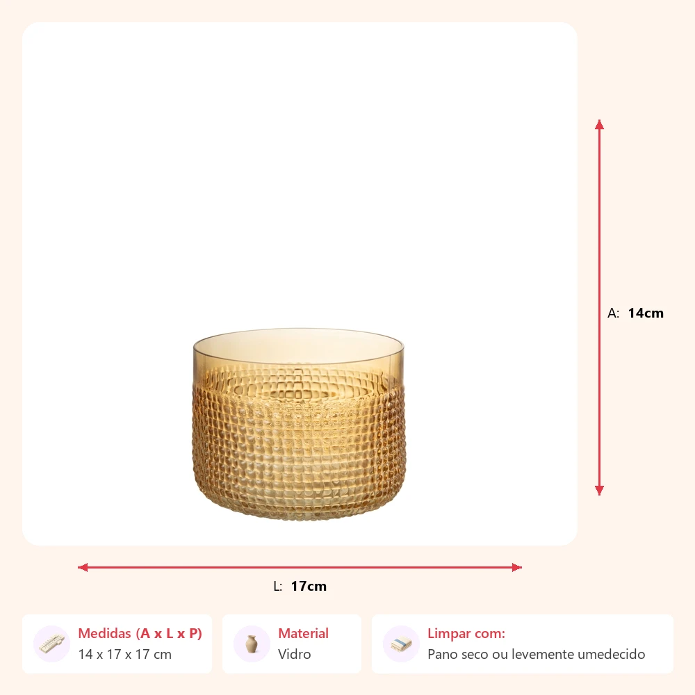 Vaso pattern ambar em vidro 14x17x17cm - Imagem 2