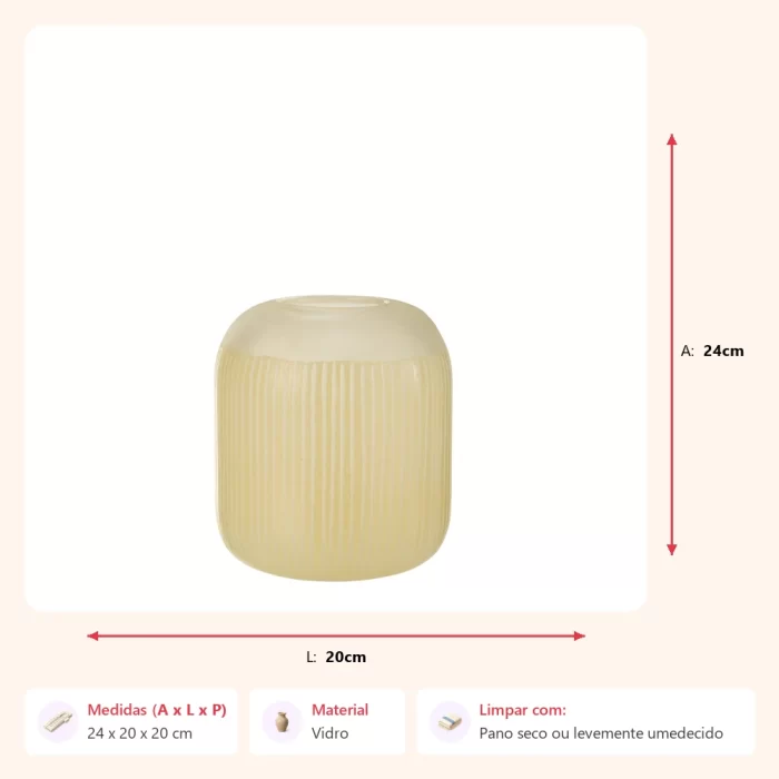 Vaso stripes bege 24x20x20cm - Imagem 2