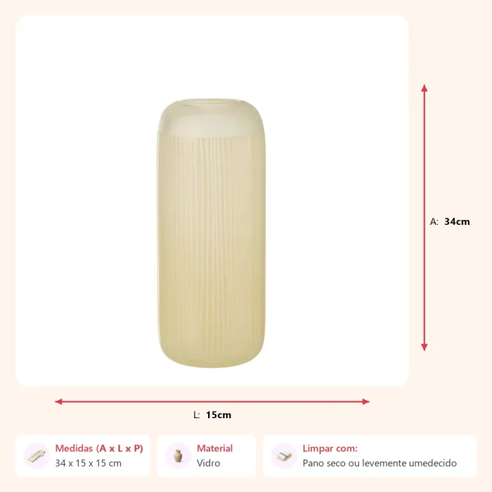 Vaso stripes bege 34x15x15cm - Imagem 2
