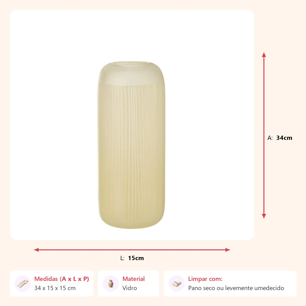 Vaso stripes bege 34x15x15cm - Imagem 2