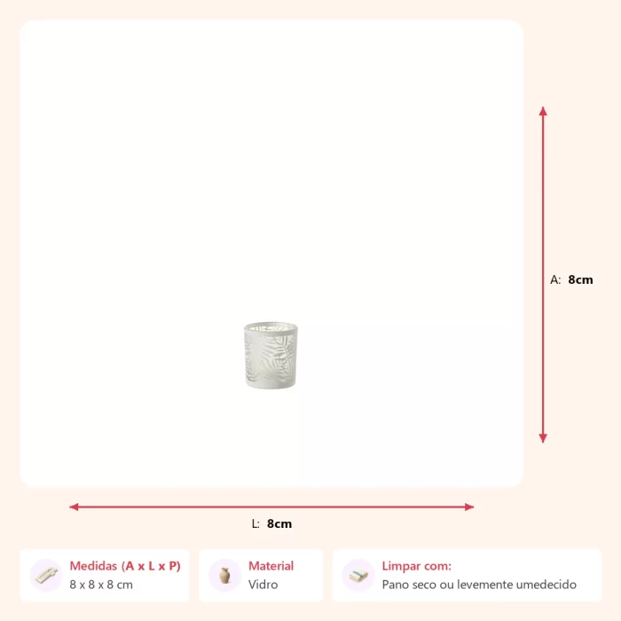 Castical folhas branco 8x8x8cm - Imagem 2