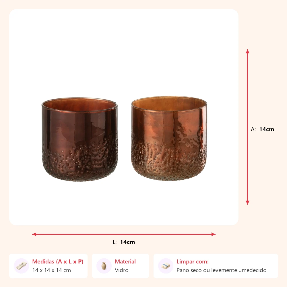 Vaso mirror cobre em vidro 14x14x14cm - Imagem 2