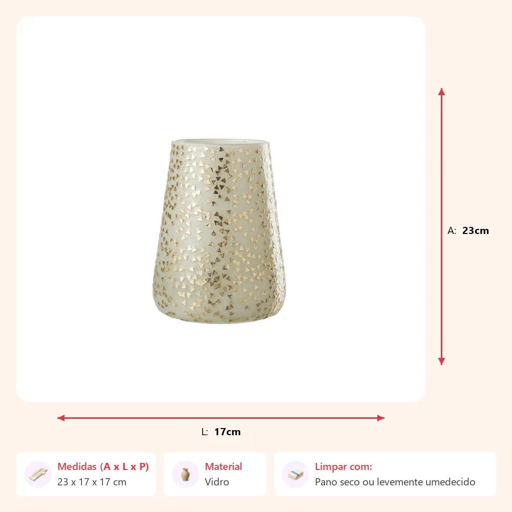 Vaso triangle bco/dourado 23x17x17cm - Imagem 2