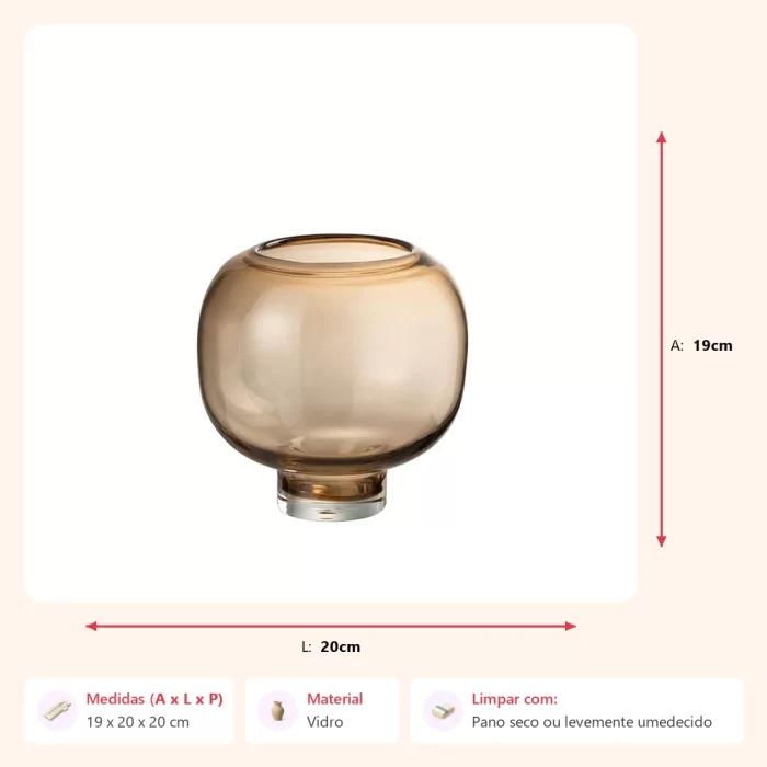 Vaso de vidro marrom claro 19x20x20cm - Imagem 2
