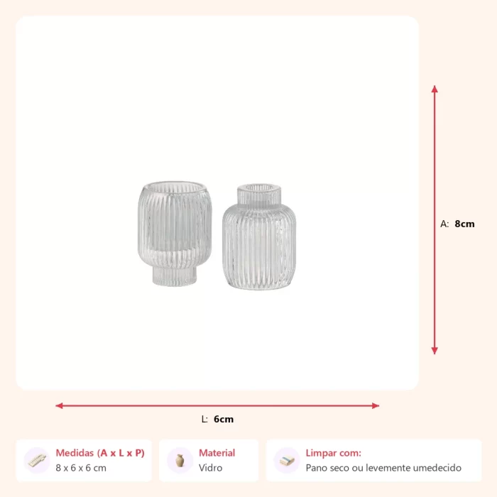Castical ripado transparente 8x6x6cm - Imagem 2