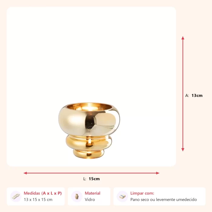 Vaso layer dourado 13x15x15cm - Imagem 2
