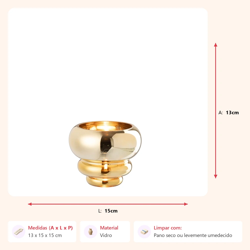 Vaso layer dourado 13x15x15cm - Imagem 2
