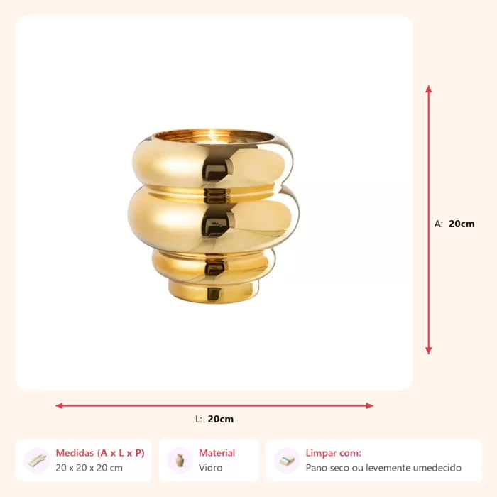 Vaso layer dourado 20x20x20cm - Imagem 2