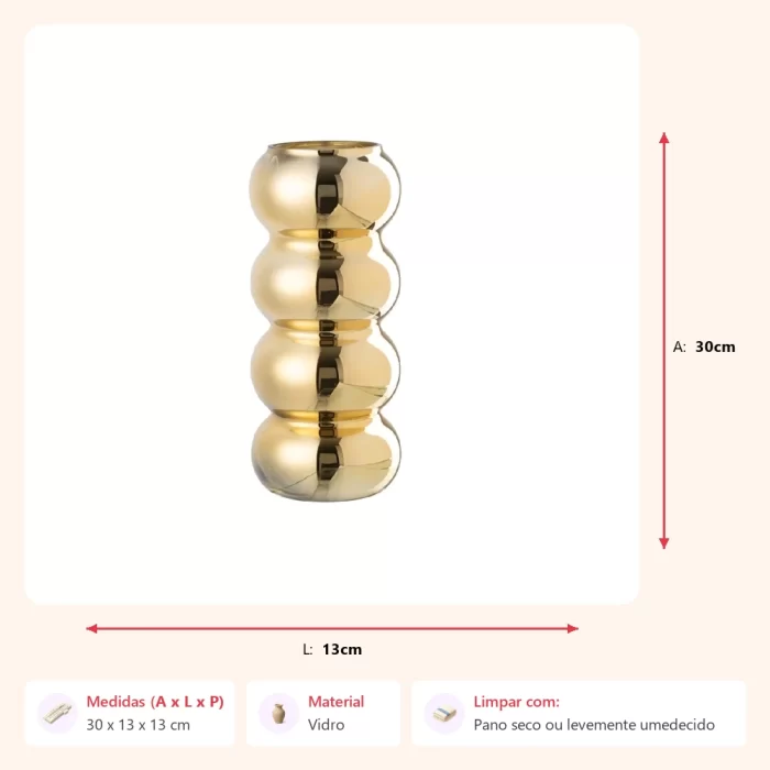 Vaso layer dourado 30x13x13cm - Imagem 2