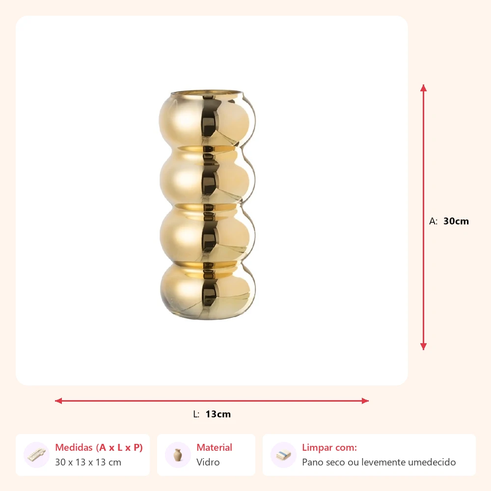 Vaso layer dourado 30x13x13cm - Imagem 2
