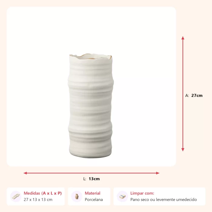 Vaso lines em porcelana 27x13x13cm - Imagem 2