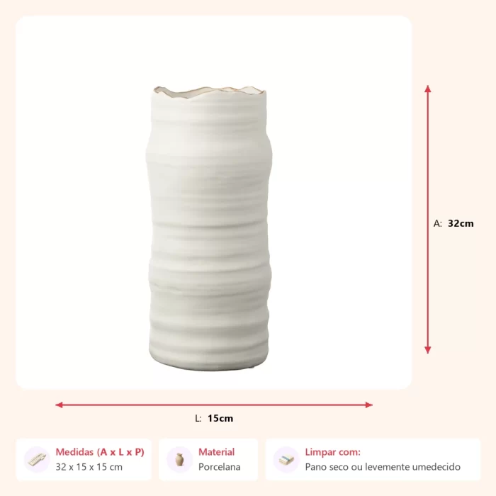 Vaso lines em porcelana 32x15x15cm - Imagem 2