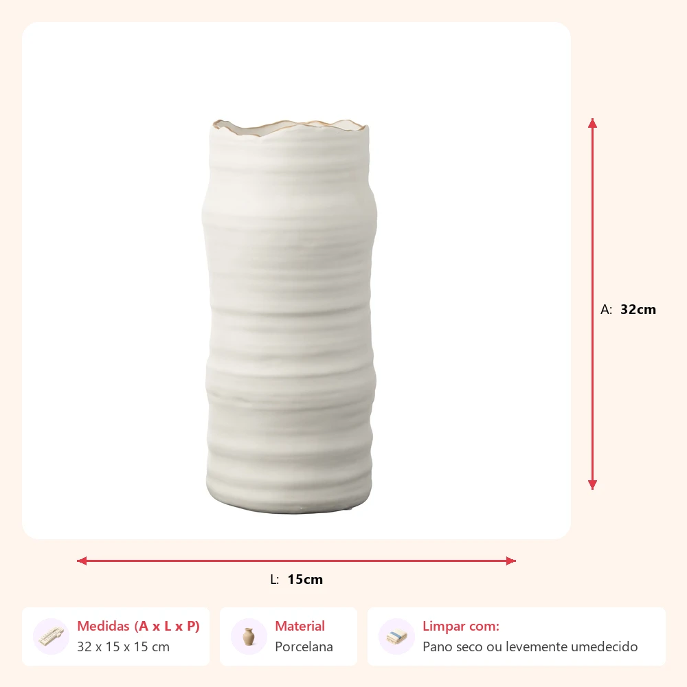 Vaso lines em porcelana 32x15x15cm - Imagem 2