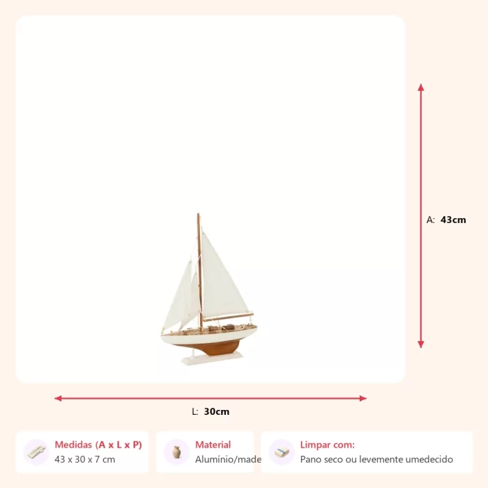 Alternative view of Escultura barco em madeira 43x30x7cm