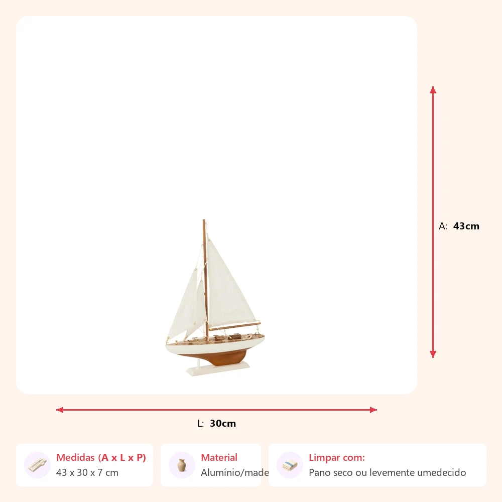 Escultura barco em madeira 43x30x7cm - Imagem 2