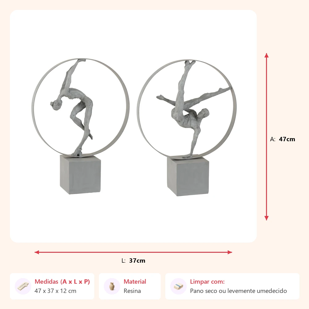 Escultura ginasta no circulo 47x37x12cm - Imagem 2
