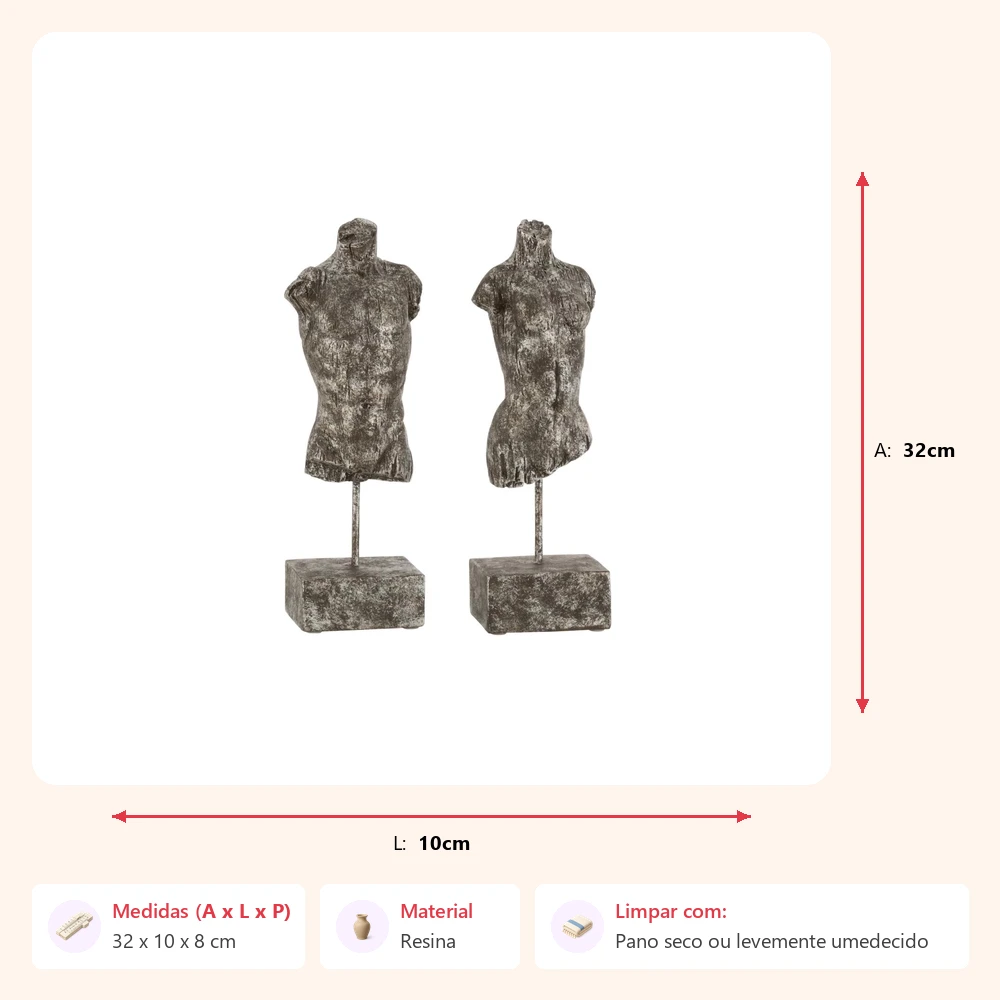 Escultura busto h/m 32x10x8cm - Imagem 2