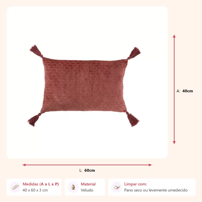 Almofada tassel vinho 40x60x3cm - Imagem 2