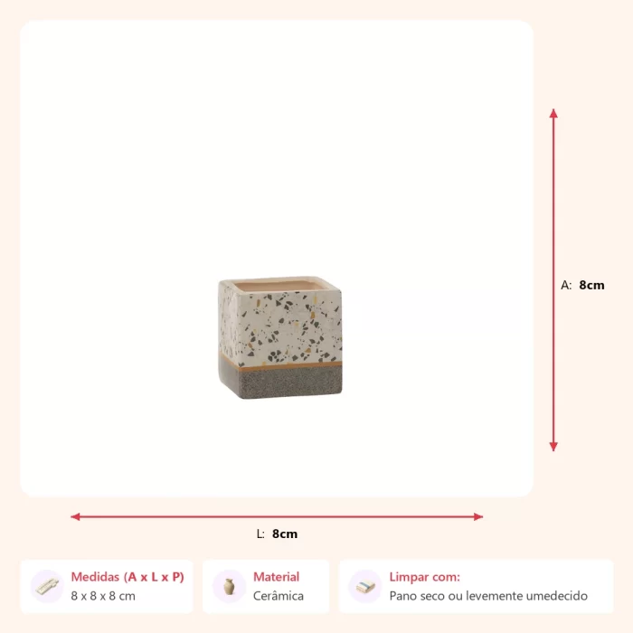 Cachepot quad. terrazzo 8x8x8cm - Imagem 2