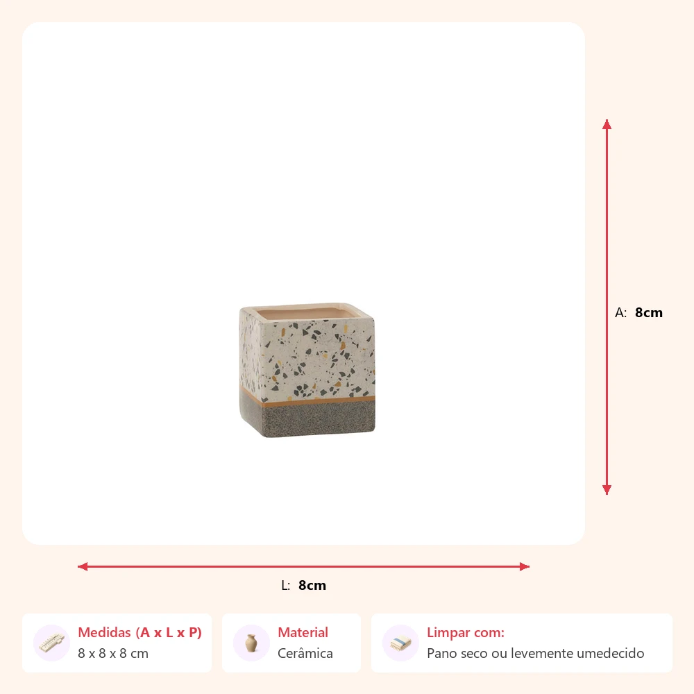 Cachepot quad. terrazzo 8x8x8cm - Imagem 2