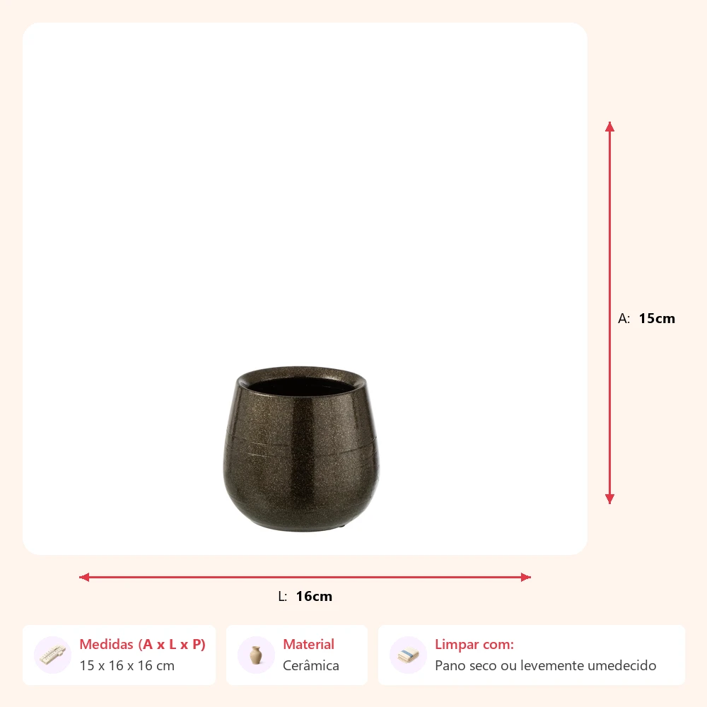 Cachepot shiny 15x16x16cm - Imagem 2
