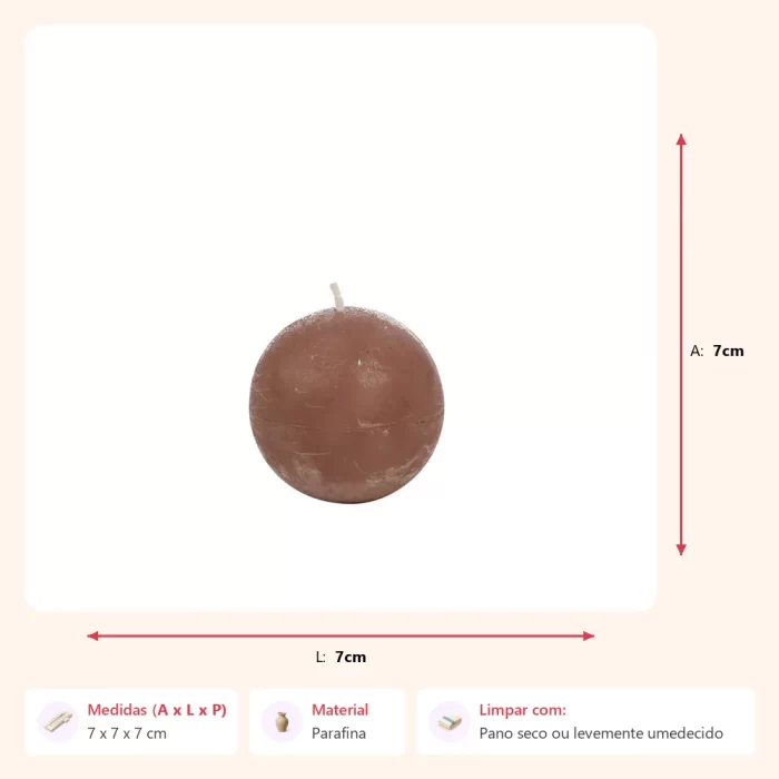 Vela redonda marrom - 16h 7x7x7cm - Imagem 2