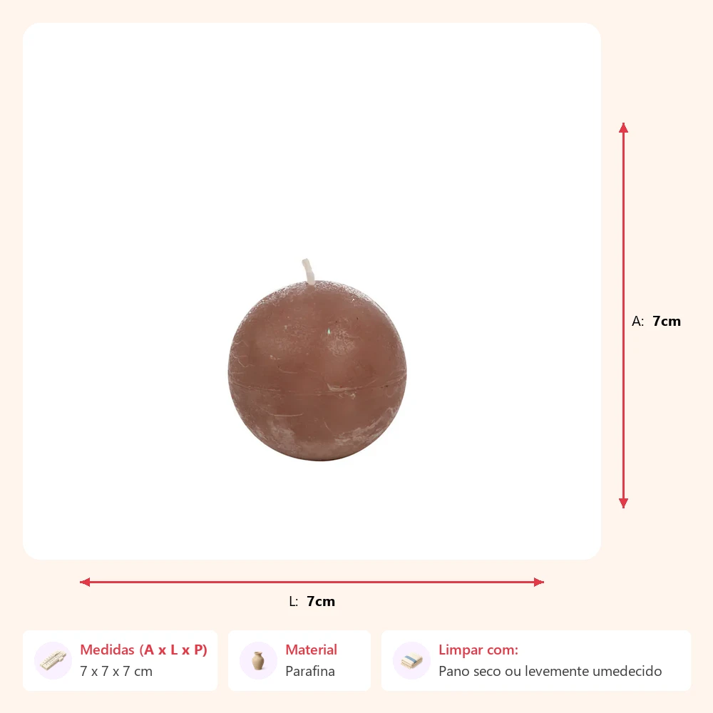 Vela redonda marrom - 16h 7x7x7cm - Imagem 2