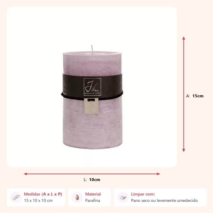 Vela cilíndrica lavanda - 120h 15x10x10cm - Imagem 2