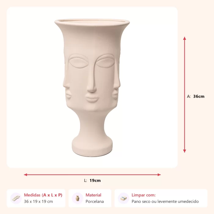Vaso faces 36x19x19cm - Imagem 2