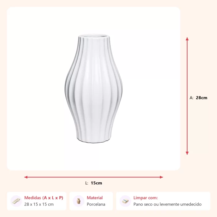 Vaso bulb branco 28x15x15cm - Imagem 2