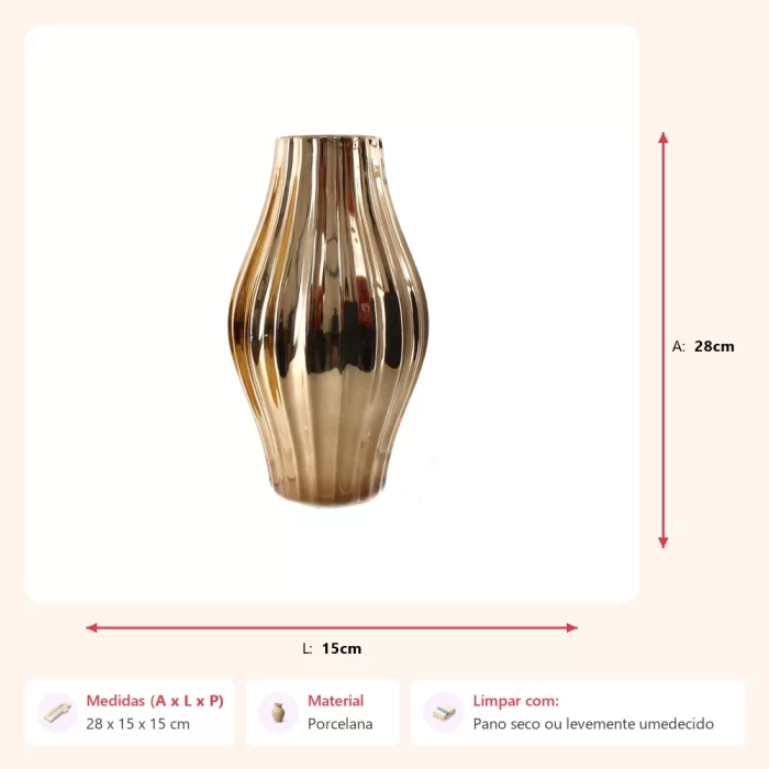 Vaso bulb em porcelana 28x15x15cm - Imagem 2