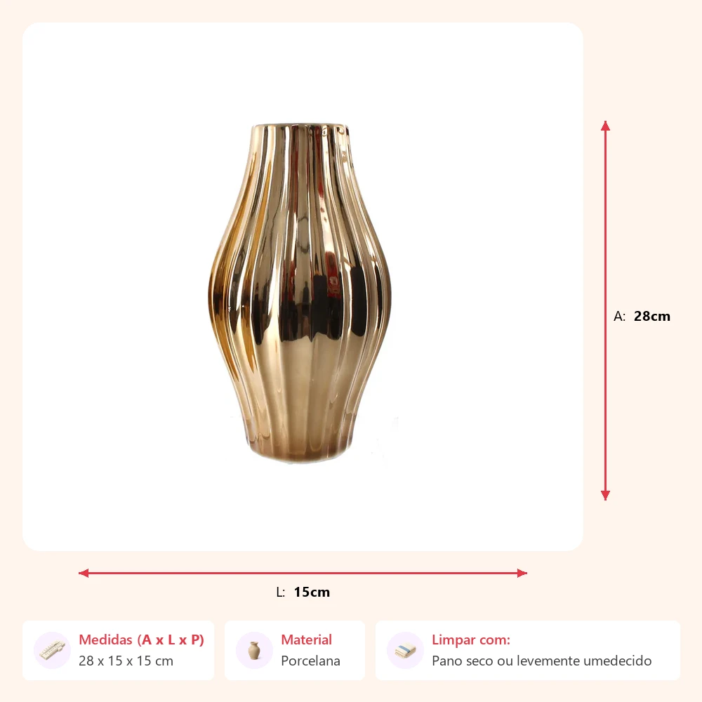 Vaso bulb em porcelana 28x15x15cm - Imagem 2