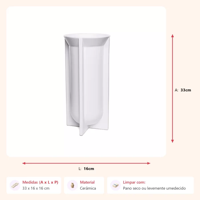 Vaso mood em cerâmica 33x16x16cm - Imagem 2