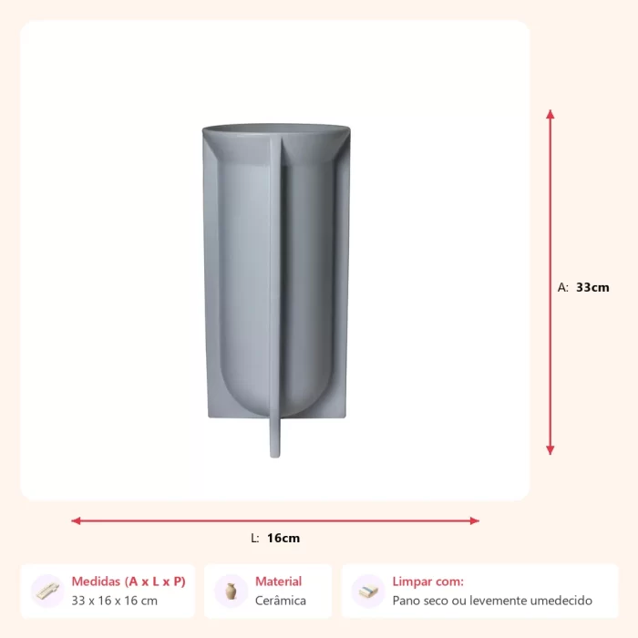 Vaso mood elegante em cerâmica 33x16x16cm - Imagem 2