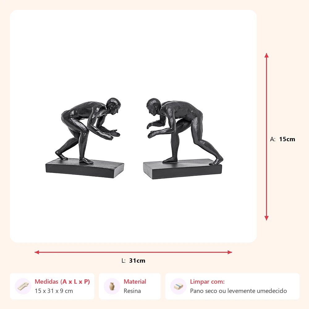 Jogo de porta livros wrestling 15x31x9cm - Imagem 2