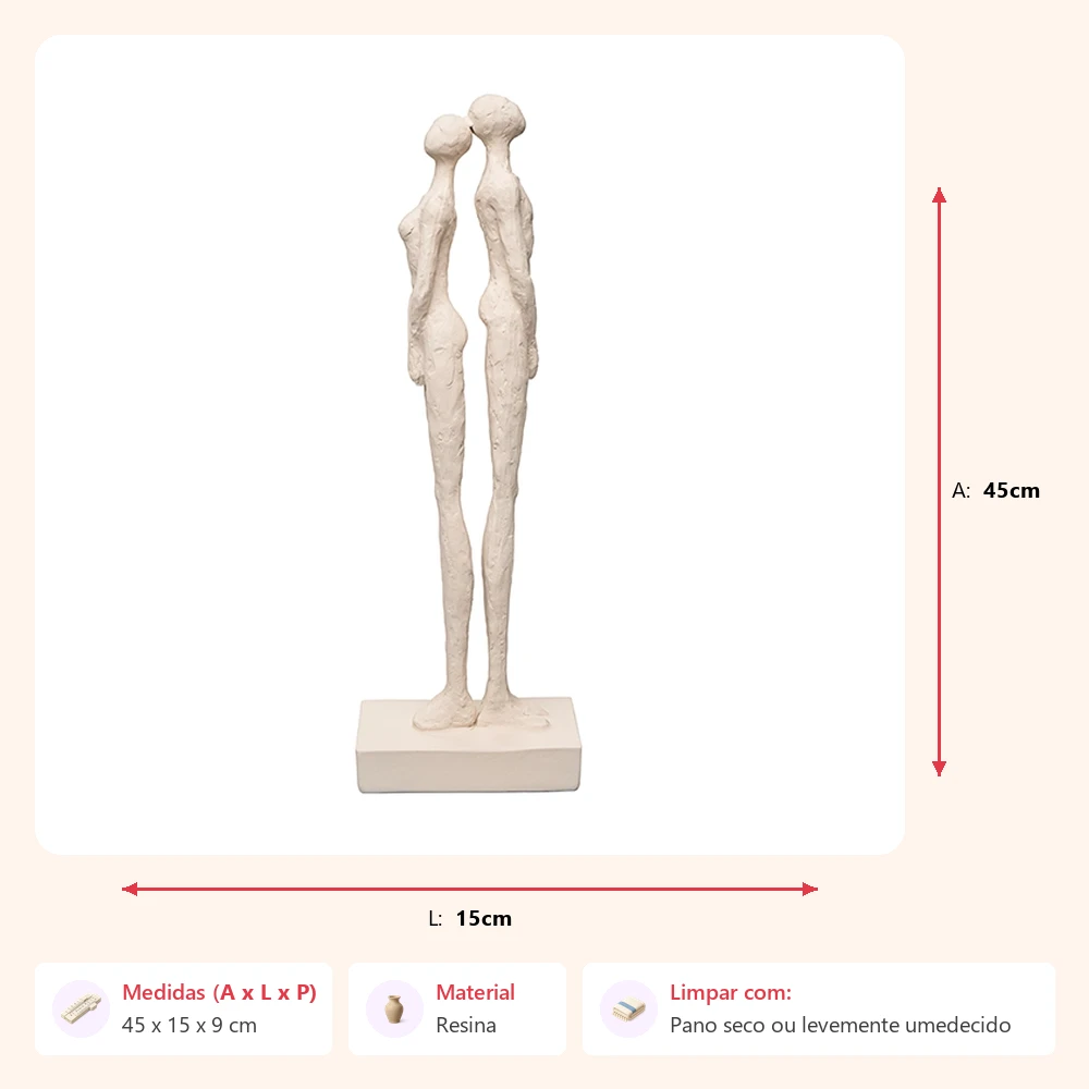 Escultura casal creme 45x15x9cm - Imagem 2