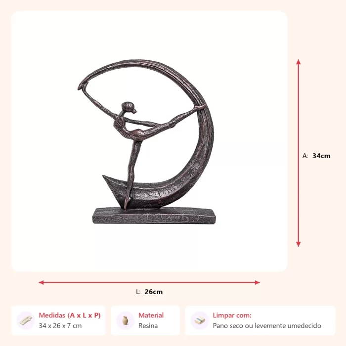 Alternative view of Escultura mulher dance moon 34x26x7cm