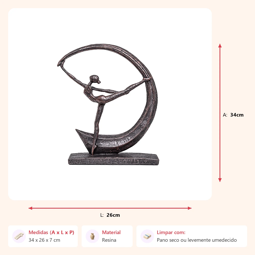 Escultura mulher dance moon 34x26x7cm - Imagem 2