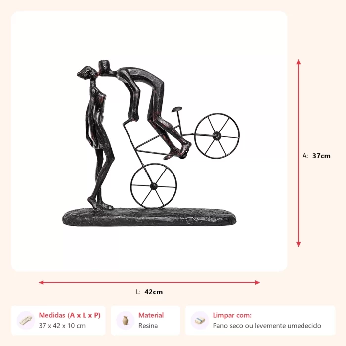 Alternative view of Escultura namorados na bicicleta 37x42x10cm