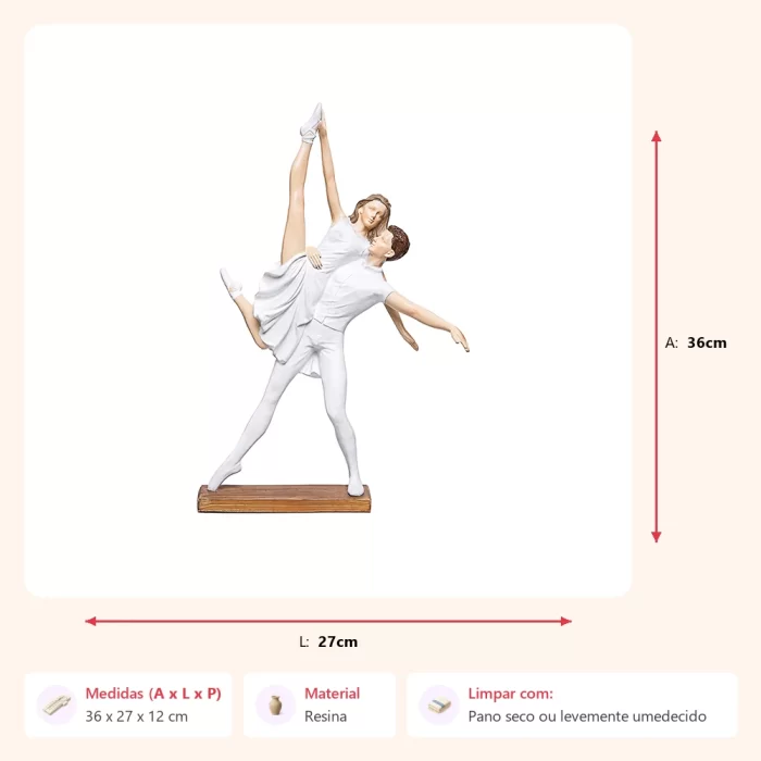 Escultura bailarinos em resina 36x27x12cm - Imagem 2