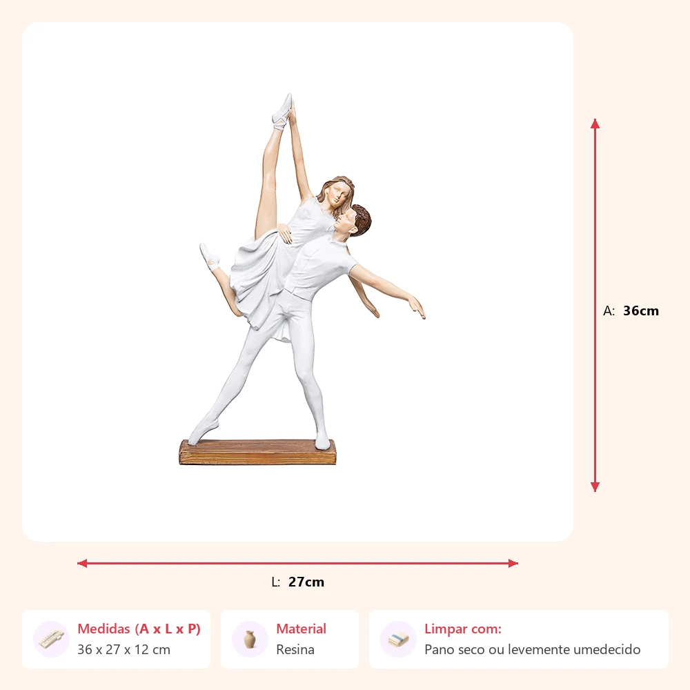 Escultura bailarinos em resina 36x27x12cm - Imagem 2