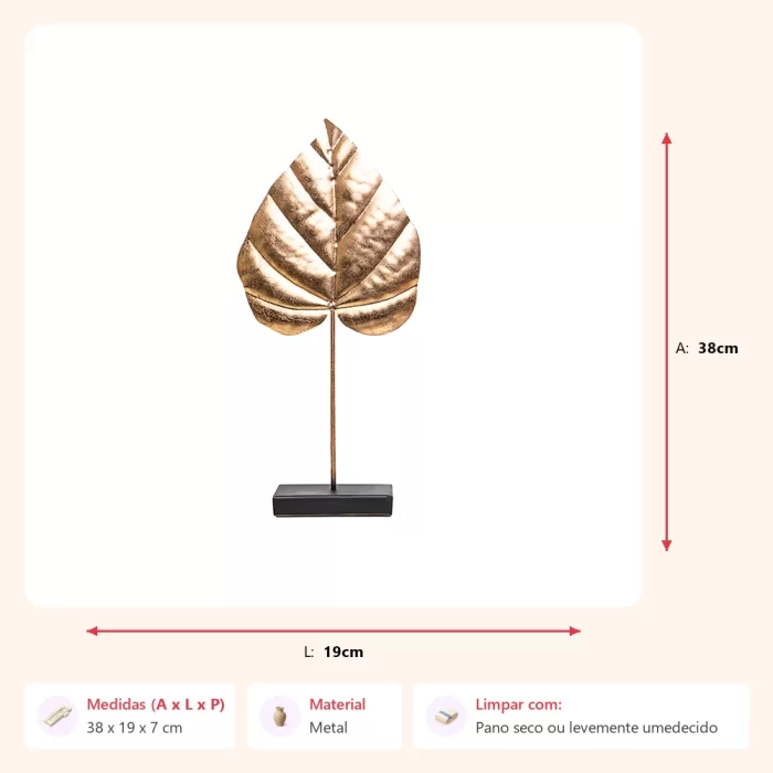 Escultura folha 38x19x7cm - Imagem 2